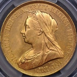 1893年 英国 ヴィクトリア女王 オールドヘッド 5ポンド金貨 PCGS MS63