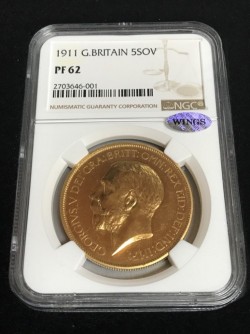 写真追加 格安! 1911年 英国 ジョージ5世5ポンド金貨 NGC PF62 写真追加 格安! 1911年 英国 ジョージ5世5ポンド金貨 NGC PF62