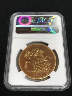 写真追加 格安！ 1911年 英国 ジョージ5世5ポンド金貨 NGC PF62