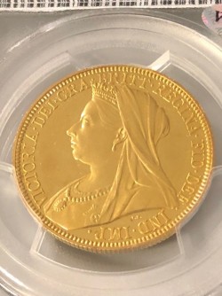 1893年 英国 ヴィクトリア女王 オールドヘッド 2ポンドプルーフ金貨 PCGS PR63DCAM