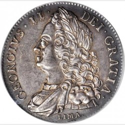 1746年 LIMA 英国 ジョージ2世 クラウン銀貨 NGC AU58