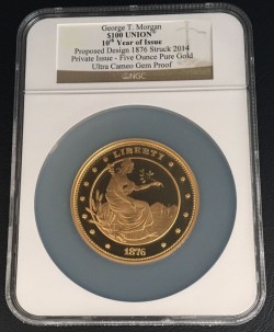 2014年（1876年）George T Morgan 5オンスプルーフ金貨 NGC GEM Proof