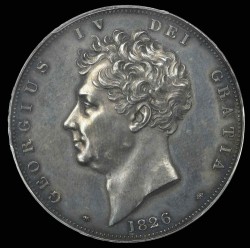 R SPINK評価額22500ポンド 1826年 英国 ジョージ4世 プルーフクラウン銀貨 PCGS PF62