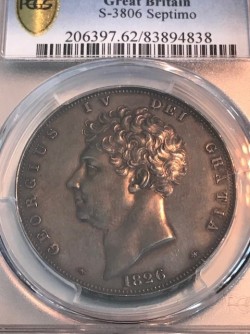 R SPINK評価額22500ポンド 1826年 英国 ジョージ4世 プルーフクラウン銀貨 PCGS PF62