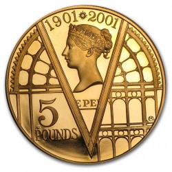 2001年 英国 エリザベス2世 ヴィクトリア没後100年 5ポンドプルーフ金貨
