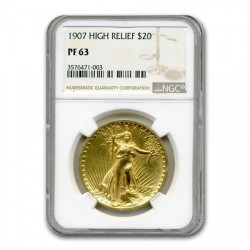 1907年 米国 セントゴーデンズ ハイリリーフ プルーフ金貨 NGC PF63