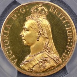 1887年 英国 ヴィクトリア女王 2ポンドプルーフ金貨 PCGS PR61 CAMEO