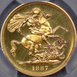 1887年 英国 ヴィクトリア女王 2ポンドプルーフ金貨 PCGS PR61 CAMEO