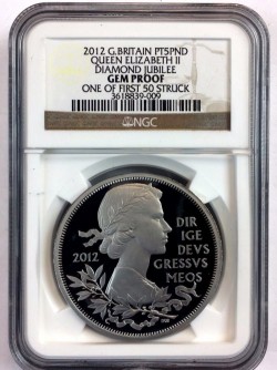 早い者勝ち！ 2012年 英国 ダイアモンド・ジュビリー 3oz プラチナ ピエフォー NGC GEM Proof