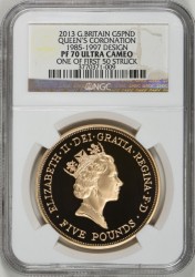 最初の50枚鋳造分 最高鑑定 2013年 5ポンド金貨 QUEENS CORONATION 女王戴冠式 プルーフ金貨4枚セット NGC PF70UC