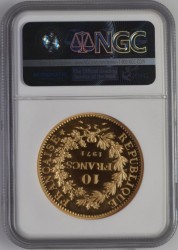 1971年 フランス 10フラン ピエフォー プルーフ金貨 NGC PF68UC