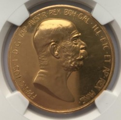 1908年 オーストリア 100コロナプルーフ金貨 雲上の女神 NGC PF61