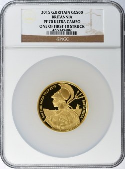 売り尽くし 2015年 英国 プレミアム・ブリタニア 5オンスプルーフ金貨 NGC PF70 Ultra Cameo