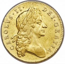 PCGS, NGC合わせ鑑定品わずか5枚 1683年 英国 チャールズ2世 Second Bust 5ギニー金貨 PCGS XF40