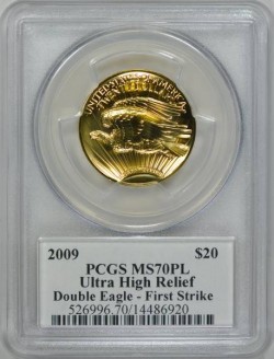 2009年 米国 ウルトラハイリリーフ金貨 PCGS MS70PL ファーストストライク Moy氏サイン