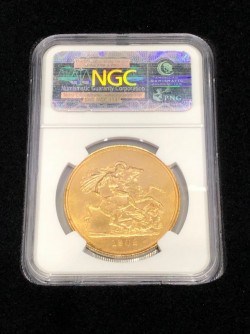 破格でご提供！！ 海外ではAU58が60万円ほど 1902年 英国 エドワード7世 5ポンド金貨 NGC MS61