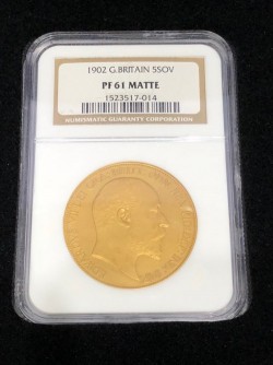 1902年 英国 エドワード7世 5ポンド金貨 NGC PF61 Matte