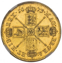 1673年 英国 チャールズ2世5ギニー金貨 NGC AU58