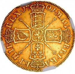 1701年英国ウィリアム3世5ギニー金貨 NGC XF45