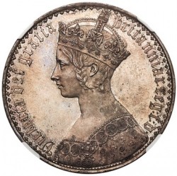 レア 美しい 1847年 英国 ゴシック（ゴチック）クラウン銀貨 UNDECIMO NGC PF64