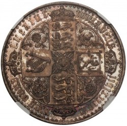 レア 美しい 1847年 英国 ゴシック（ゴチック）クラウン銀貨 UNDECIMO NGC PF64