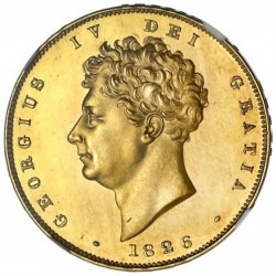 1826年 英国 ジョージ4世 2ポンドプルーフ金貨 NGC PF63 CAMEO