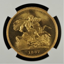 高鑑定のレア品 1887年 英国 ジュビリー5ポンド金貨 NGC MS66