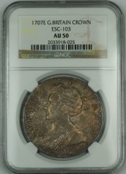 1707E 英国 アン女王 クラウン銀貨 NGC AU50 1707E 英国 アン女王 クラウン銀貨 NGC AU50