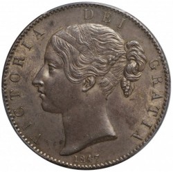 1847年 英国 ヤング・ヘッド ヴィクトリア女王 クラウン銀貨 PCGS MS62