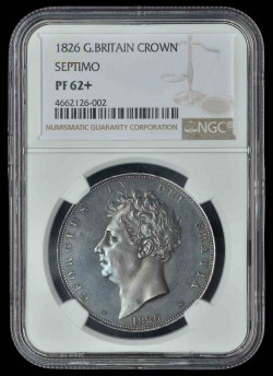 R 1826年 英国 ジョージ4世 プルーフクラウン銀貨 NGC PF62+