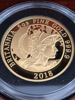 売り尽くし 2018年 英国 プレミアム・ブリタニア 5オンスプルーフ金貨