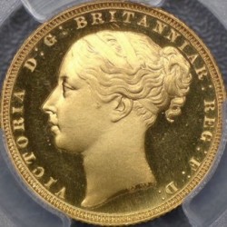 激レア 1871年 英国 リバースプルーフソブリン金貨(large BP reeded edge) PCGS PR65 DCAM