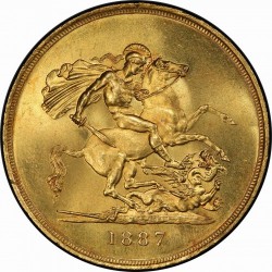 1887年 英国 ヴィクトリア ジュビリー 5ポンド金貨 PCGS MS64