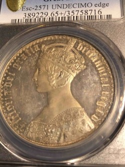 高鑑定 1847年 英国 ヴィクトリア女王 ゴチッククラウン銀貨 PCGS PR65+ CAMEO