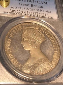 高鑑定 1847年 英国 ヴィクトリア女王 ゴチッククラウン銀貨 PCGS PR65+ CAMEO
